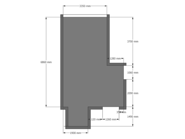 An architectural floor plan showing the detailed layout of a home with precise measurements. The image displays an architectural floor plan, a crucial tool in the journey of transforming space into a personalized abode. With meticulous measurements provided in millimeters, it lays out the dimensions of each room, promising precision in design and execution. This blueprint is the map that guides architects and designers in crafting functional living spaces tailored to individual needs and preferences. From the overarching structure down to the placement of walls and doorways, it encapsulates the potential of an empty space to become a place of comfort, style, and memories.